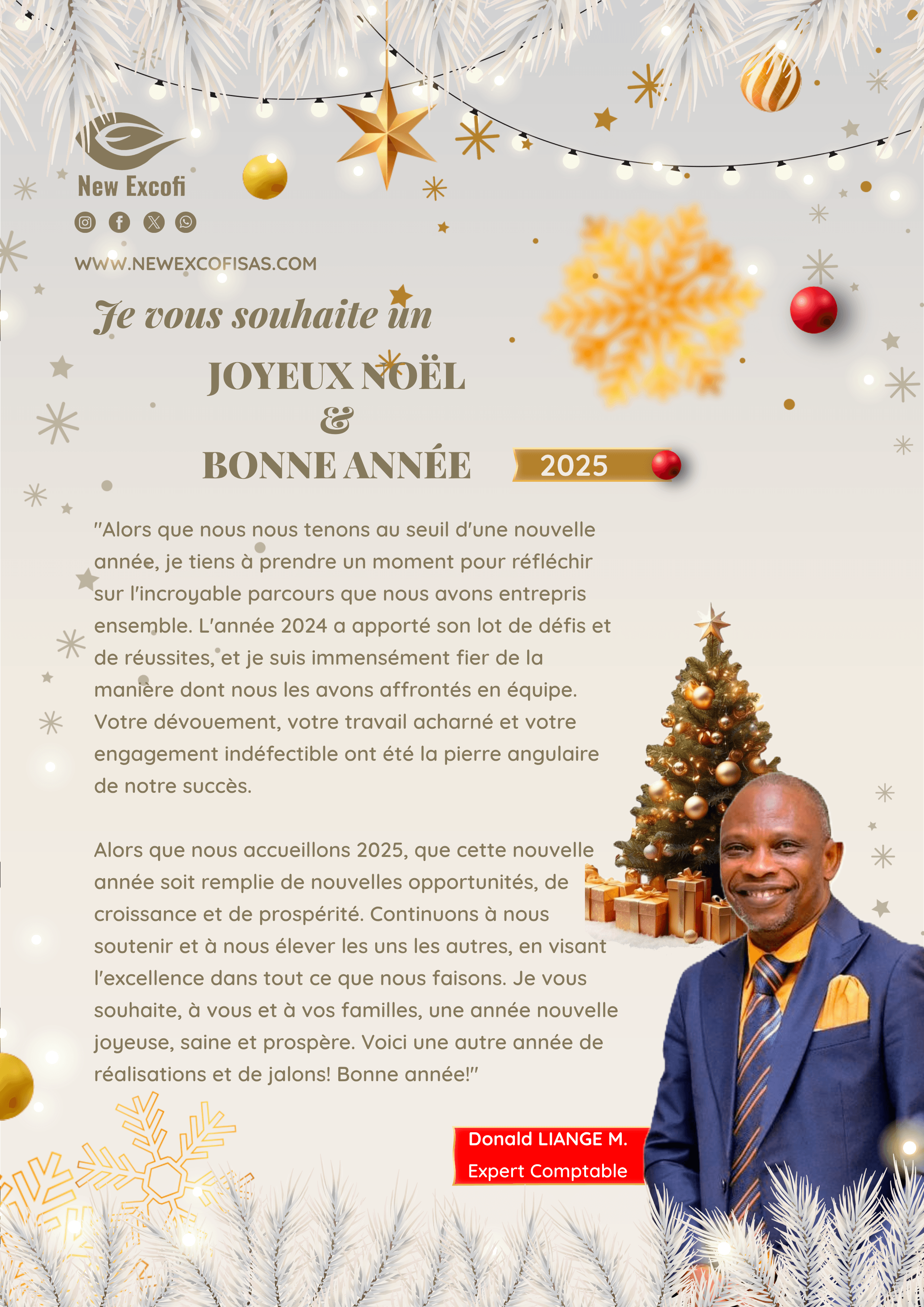 New Excofi SAS-PRESENTATION DE VŒUX POUR LA NOËL ET LE NOUVEL AN DE L'EXPERT COMPTABLE DONALD LIANGE